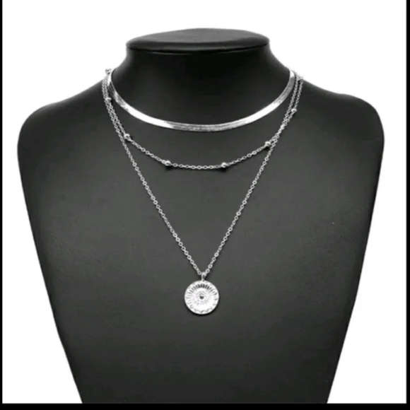 Multilayer blade boho silver Clavicle Necklace - Picture 2 of 3